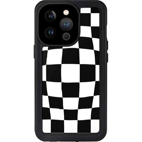 Black and White Zoomed Checkerboard iPhone 15 Pro Waterproof Case