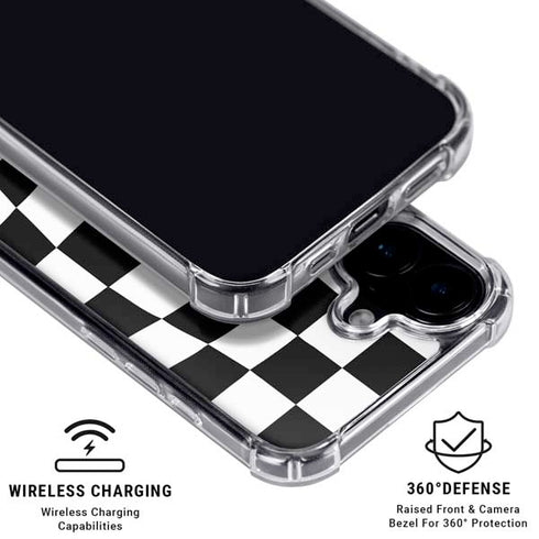Black and White Zoomed Checkerboard iPhone 16 MagSafe Case