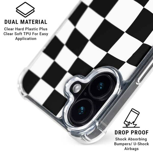Black and White Zoomed Checkerboard iPhone 16 MagSafe Case