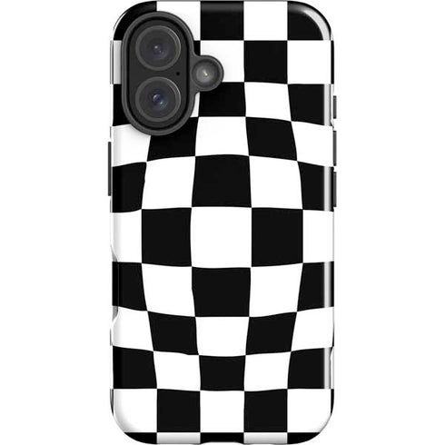 Black and White Zoomed Checkerboard iPhone 16 Plus Impact Case