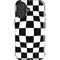 Black and White Zoomed Checkerboard iPhone 16 Plus Impact Case