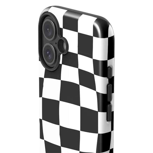 Black and White Zoomed Checkerboard iPhone 16 Plus Impact Case