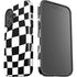 Black and White Zoomed Checkerboard iPhone 16 Plus Impact Case