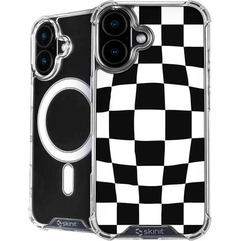 Black and White Zoomed Checkerboard iPhone 16 Plus MagSafe Case