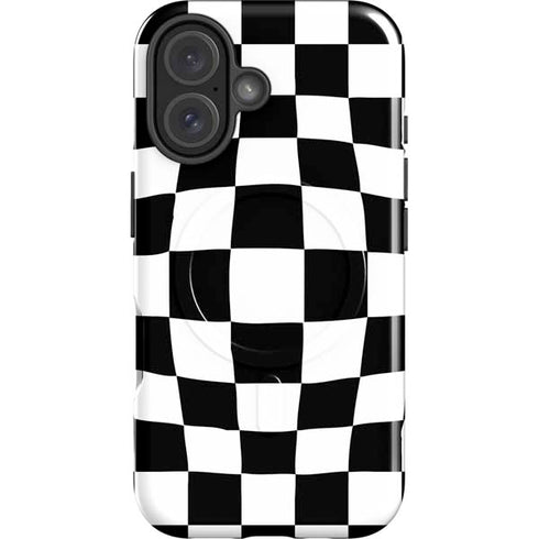 Black and White Zoomed Checkerboard iPhone 16 Plus Magsafe Impact Case