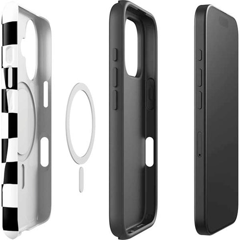 Black and White Zoomed Checkerboard iPhone 16 Plus Magsafe Impact Case
