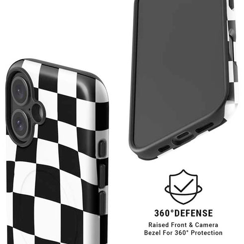 Black and White Zoomed Checkerboard iPhone 16 Plus Magsafe Impact Case