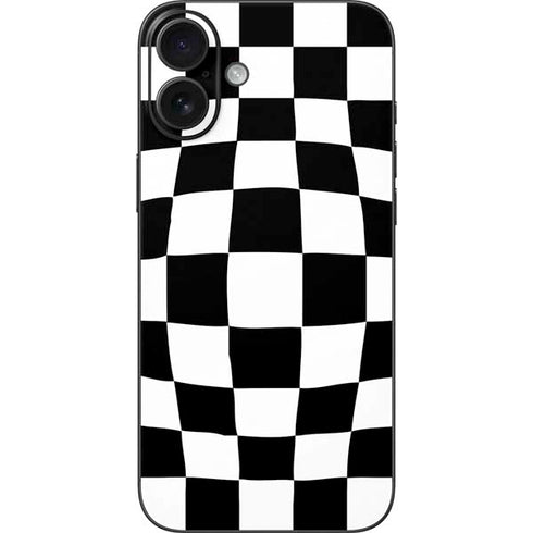 Black and White Zoomed Checkerboard iPhone 16 Plus Skin