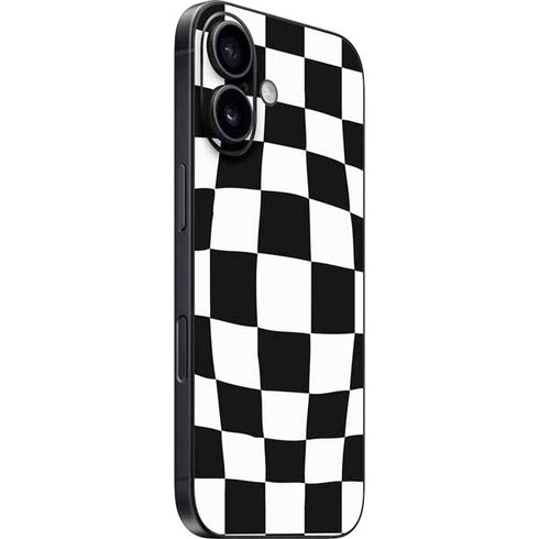 Black and White Zoomed Checkerboard iPhone 16 Plus Skin