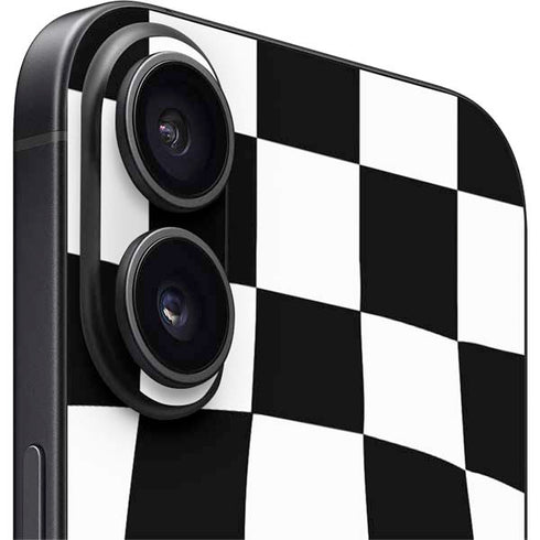 Black and White Zoomed Checkerboard iPhone 16 Plus Skin