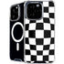 Black and White Zoomed Checkerboard iPhone 16 Pro MagSafe Case