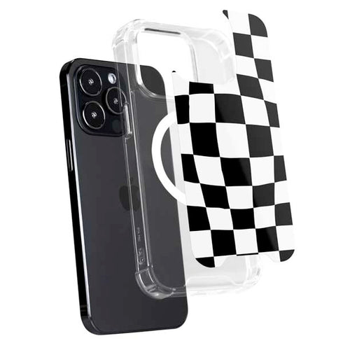 Black and White Zoomed Checkerboard iPhone 16 Pro MagSafe Case