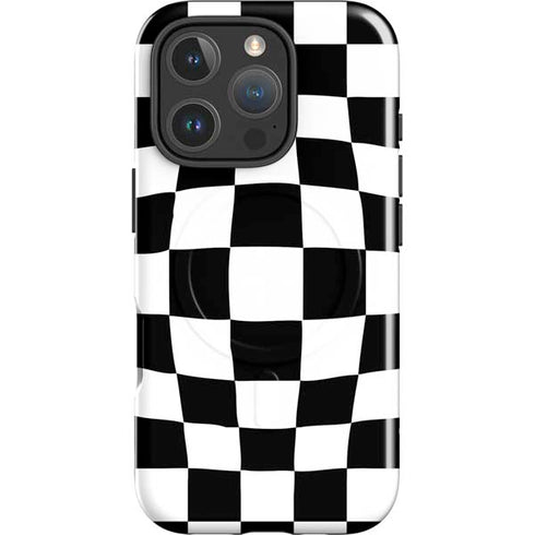 Black and White Zoomed Checkerboard iPhone 16 Pro Magsafe Impact Case