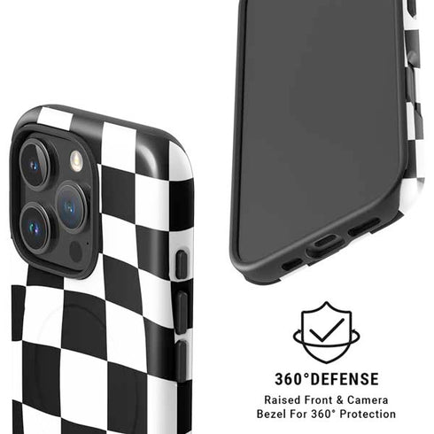Black and White Zoomed Checkerboard iPhone 16 Pro Magsafe Impact Case