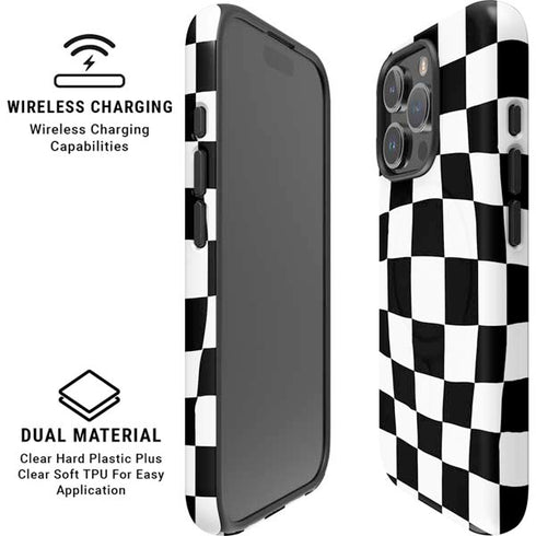 Black and White Zoomed Checkerboard iPhone 16 Pro Magsafe Impact Case
