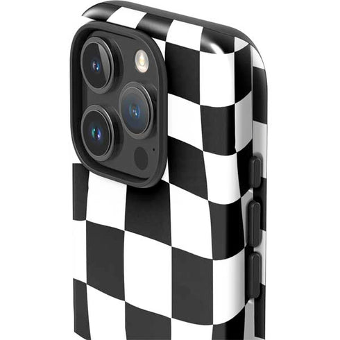 Black and White Zoomed Checkerboard iPhone 16 Pro Max Impact Case