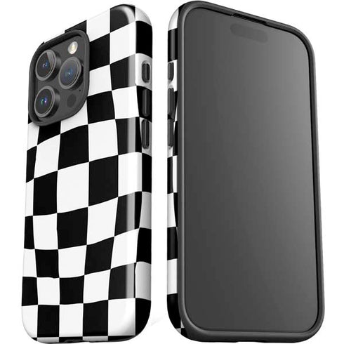 Black and White Zoomed Checkerboard iPhone 16 Pro Max Impact Case