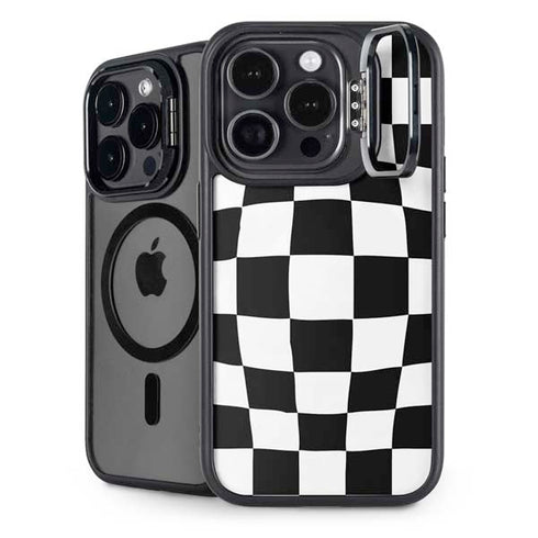 Black and White Zoomed Checkerboard iPhone 16 Pro Max Kickstand Case