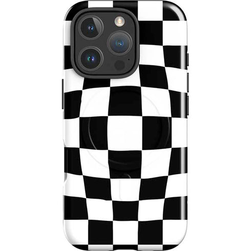 Black and White Zoomed Checkerboard iPhone 16 Pro Max Magsafe Impact Case