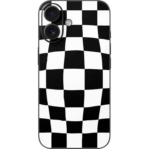 Black and White Zoomed Checkerboard iPhone 16 Skin