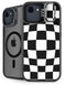 Black and White Zoomed Checkerboard iPhone 16e Kickstand Case