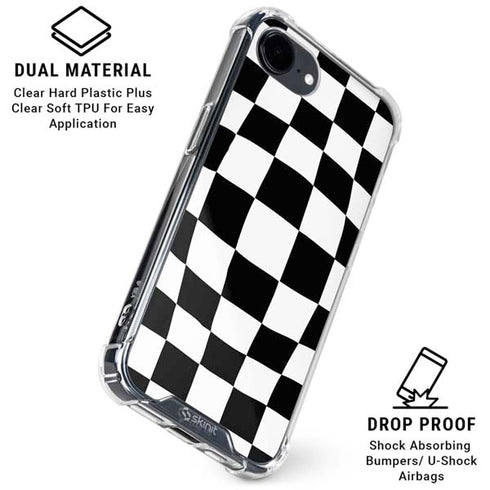 Black and White Zoomed Checkerboard iPhone 16e Clear Case