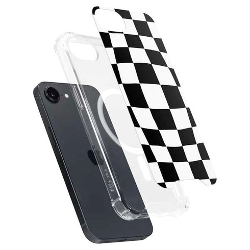 Black and White Zoomed Checkerboard iPhone 16e MagSafe Case