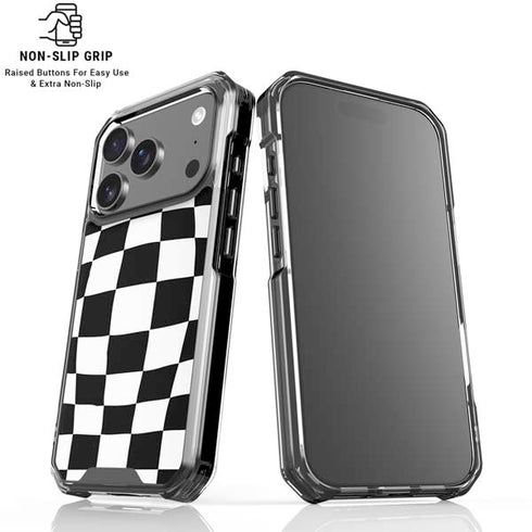 Black and White Zoomed Checkerboard iPhone 18 Pro Clear Case