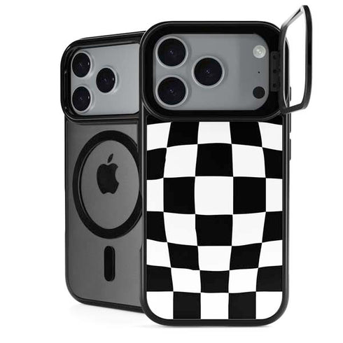 Black and White Zoomed Checkerboard iPhone 18 Pro Kickstand Case