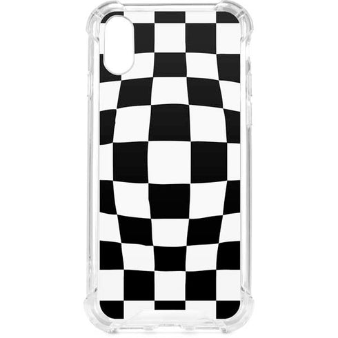 Black and White Zoomed Checkerboard iPhone XS Clear Case