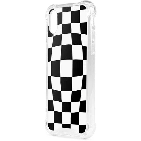 Black and White Zoomed Checkerboard iPhone XS Clear Case