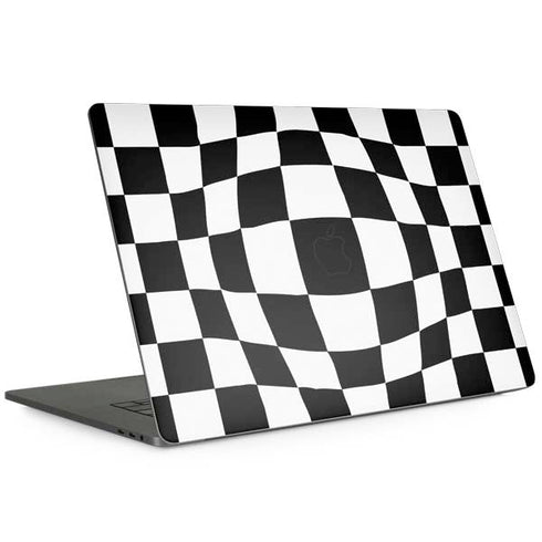 Black and White Zoomed Checkerboard MacBook Skins