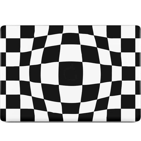 Black and White Zoomed Checkerboard MacBook Skins