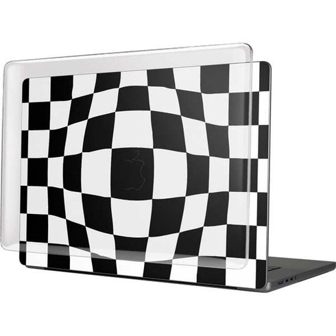 Black and White Zoomed Checkerboard MacBook Cases