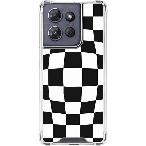 Black and White Zoomed Checkerboard Moto G 5G (2025) Clear Case