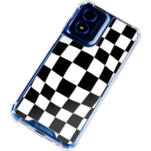 Black and White Zoomed Checkerboard Moto G Play 4G (2024) Clear Case