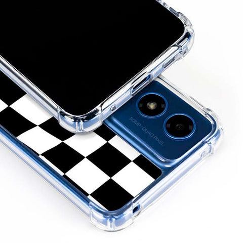 Black and White Zoomed Checkerboard Moto G Play 4G (2024) Clear Case