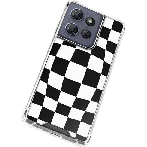 Black and White Zoomed Checkerboard Moto G Play 5G (2025) Clear Case