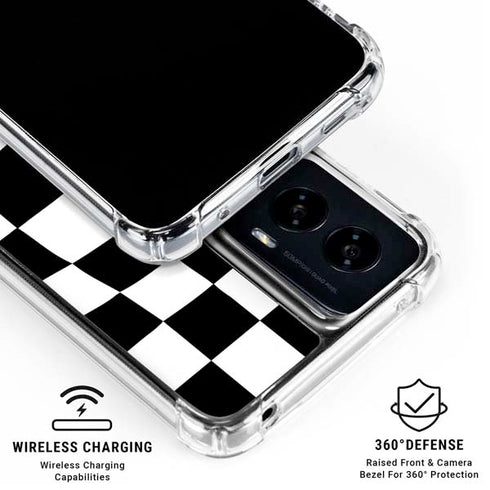 Black and White Zoomed Checkerboard Moto G Power 5G (2024) Clear Case