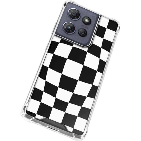 Black and White Zoomed Checkerboard Moto G Power 5G (2025) Clear Case