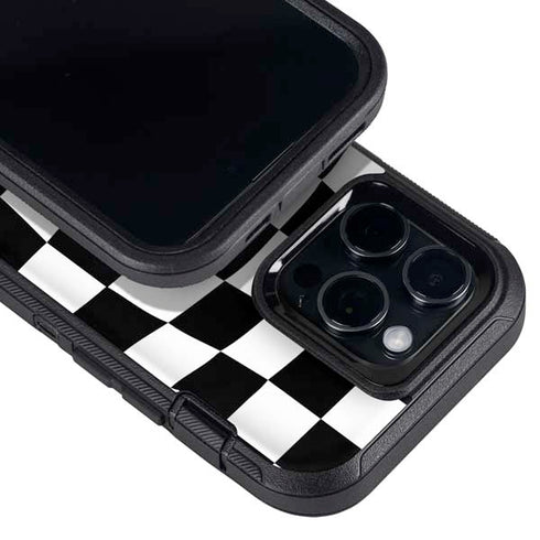Black and White Zoomed Checkerboard Otterbox Defender iPhone Skin