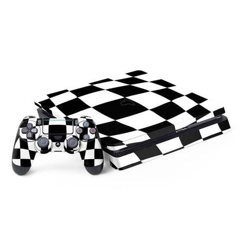 Black and White Zoomed Checkerboard PlayStation PS4 Skins