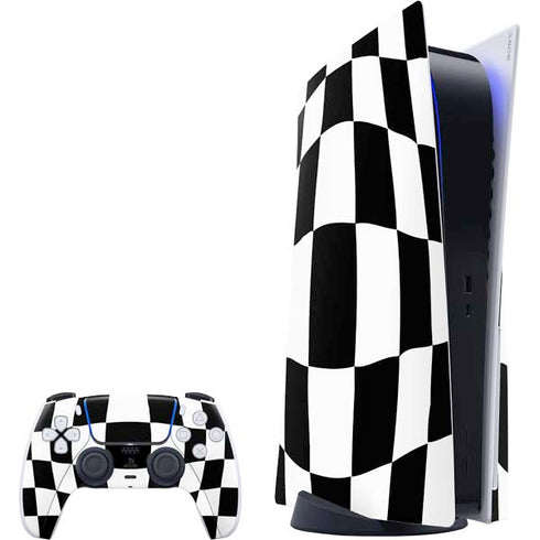 Black and White Zoomed Checkerboard PlayStation PS5 Skins