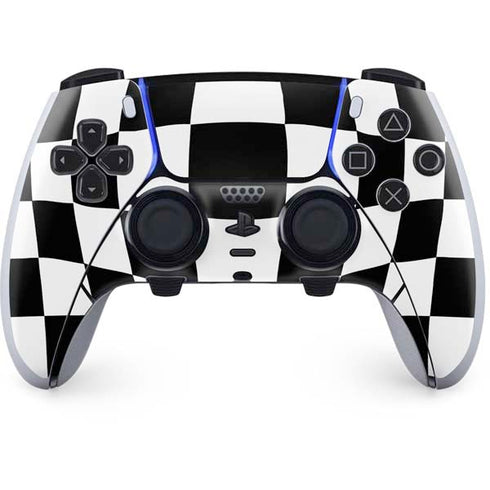 Black and White Zoomed Checkerboard PS5 DualSense Edge Pro Controller Skin