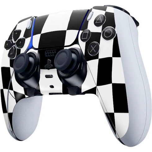 Black and White Zoomed Checkerboard PS5 DualSense Edge Pro Controller Skin