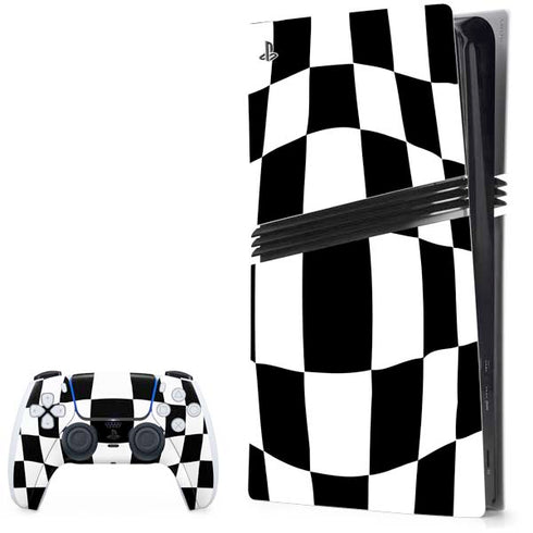 Black and White Zoomed Checkerboard PlayStation PS5 Skins