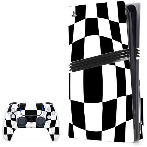Black and White Zoomed Checkerboard PlayStation PS5 Skins