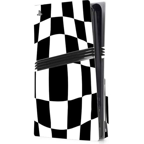 Black and White Zoomed Checkerboard PS5 Pro Disk Console Skin