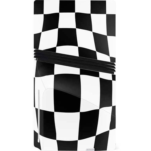 Black and White Zoomed Checkerboard PS5 Pro Disk Console Skin