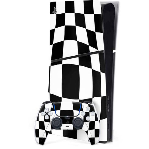 Black and White Zoomed Checkerboard PlayStation PS5 Skins